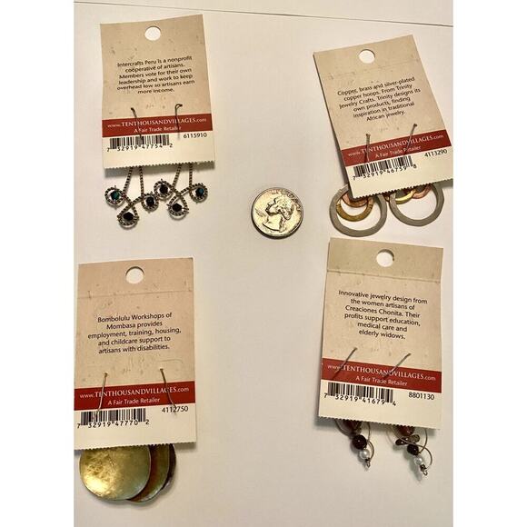 Ten Thousand Villages Handcrated Drop Style Earrings Lot/Bundle of 4 NWT - Picture 2 of 6